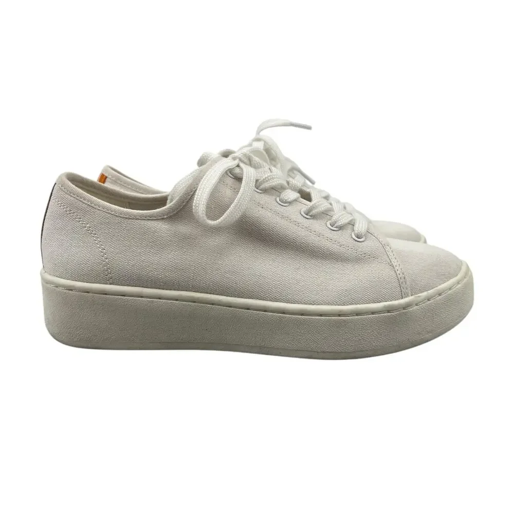J Crew‎ Womens 6 Sneakers White Canvas Platform Low Top Lace Up Casual Shoes